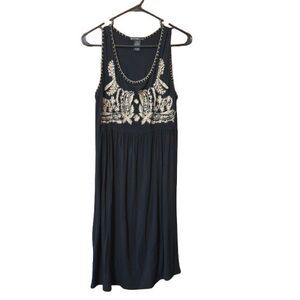 DESIGN History Womens Size M Sleeveless Black Dress Embroidered Accents